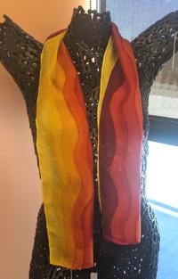 nabotai scarf, red to yellow waves by Claudia Fluegge