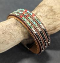 Turquoise Leather Cuff by Cliff Sprague
