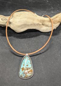 Turquoise & Sterling Silver Pendant by Lu Heater