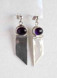 Amy Hinged to SS Banner Earrings by Barbara Shewnack