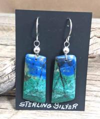 Blue/Green Composite Stone Earrings by Lu Heater