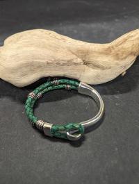 Braided Green Leather Braclet by Lu Heater