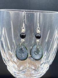 Black Druzy Agate Earrings by Suzanne Woodworth