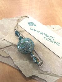 Chinese glass teal pillow bead, Chinese crystal Pin by Judy Jaeger