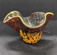 Small Red/Gold Wavy Bowl by Jon Oakes