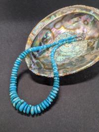Blue Turquoise Graduated Rondells Necklace by Pam Springall