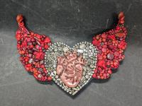 Beaded Heart w wings large by Katie Thomas