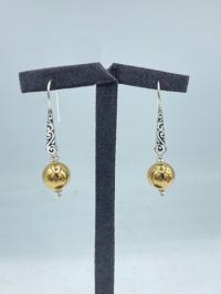 14kt gf 10mm balls suspended earrings by Suzanne Woodworth