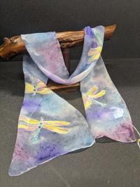 chiffon scarf, dragonfly gray salted black by Claudia Fluegge
