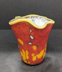 Small Red Wavy Bowl by Jon Oakes