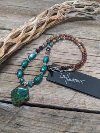 Parrot Wing Chrysocolla Necklace by Lu Heater