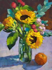 Sunflowers with Orange by Sarah Blumenschein
