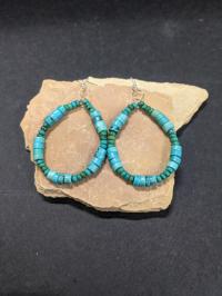 Oval Hoop Turquoise Earrings by Lu Heater