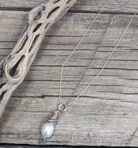 white pearl teardrop & chain by Pam Springall