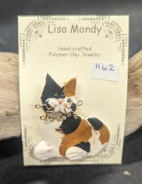 Calico Cat w Rhinestones Pin by Lisa Mondy