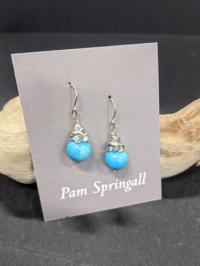 Blue Turquoise Earrings w/710 by Pam Springall