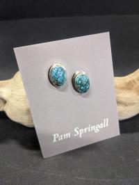 Blue Spider web Studs by Pam Springall