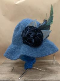 Denim Brim Hat w/lg flower pin by Tess McGuire