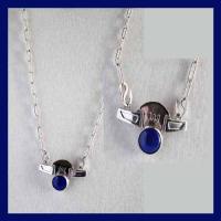 Egyptian Lapis Shield Set: Versa Pendant on SS Cable Chain Versa Necklace by Barbara Shewnack