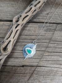 SS hammered variscite pendant by Navada Swan