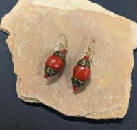 Tibet red coral earrings by Judy Jaeger