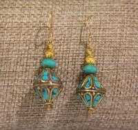 earrings- Tibet bicones w/ TQ chips by Judy Jaeger