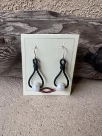 Pearl & Leather Earrings by Myra Gadson