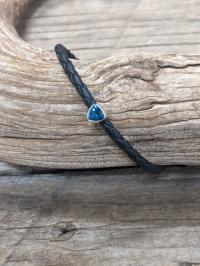 London Blue Topaz braided leather bracelet by Cliff Sprague